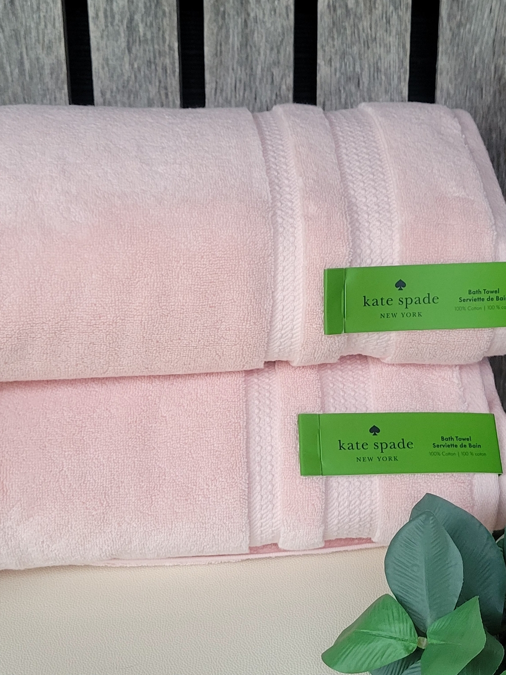 kate spade Pale Pink Cotton Bath Towels - Set of Two